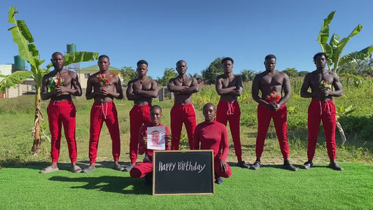 Personalised Funny Dancing Singing African Greeting Video Gift - Red Pants